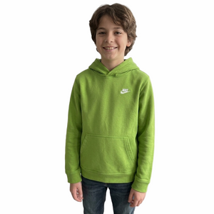 Nike Sportswear Club Fleece Olive Green Activewear Pullover Hoodie Youth Boy XL